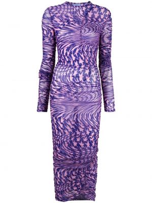 Tinklinis midi suknele su žvaigždės raštu Mugler violetinė