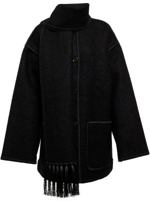 Шерстяная куртка с вышивкой TotÊme черная