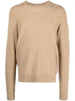 Sweter wełniany Calvin Klein brązowy