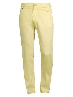 Хлопковые льняные прямые джинсы Pt Torino желтые