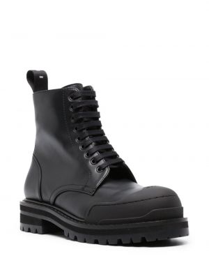 Ankle boots à lacets en cuir en dentelle Marni noir