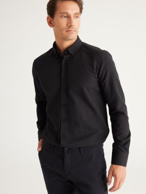 Βαμβακερό πουκάμισο με κουμπιά σε στενή γραμμή Ac&co / Altınyıldız Classics μαύρο