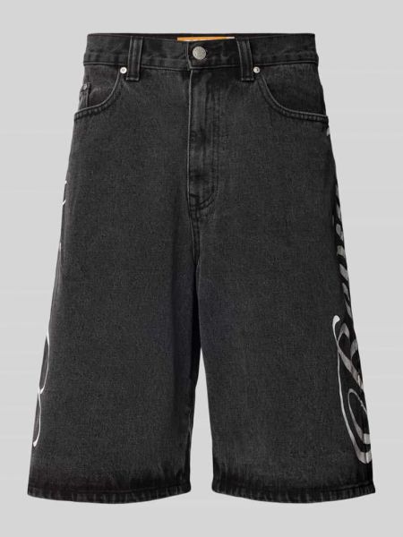 Czarne szorty jeansowe z nadrukiem Review
