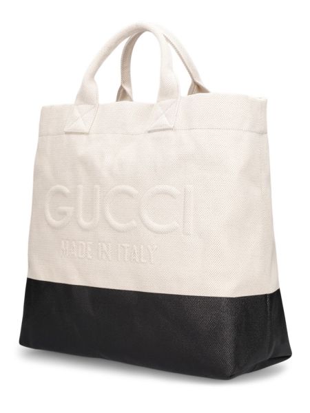 Bolso shopper de algodón Gucci negro