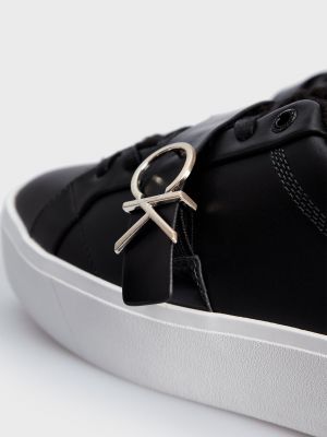Мереживні шкіряні кросівки на шнурівці Calvin Klein чорні