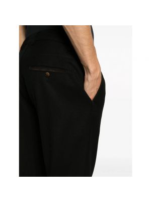 Pantalones chinos de lana jaspeados de franela Canali negro