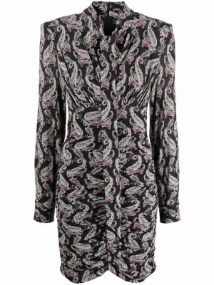 Viskózové dlouhé šaty s mašlí na zip Isabel Marant - černá