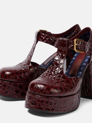 Pantofi cu toc din piele Etro roșu
