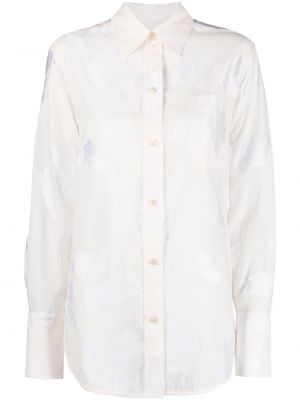 Жакардова риза Victoria Beckham бяло