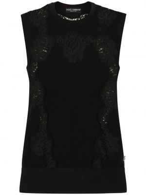 Μεταξωτός πουλόβερ κασμίρ με δαντέλα Dolce & Gabbana μαύρο