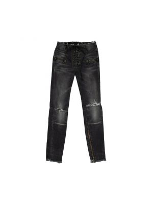 Черные джинсы скинни на шнуровке Unravel Project