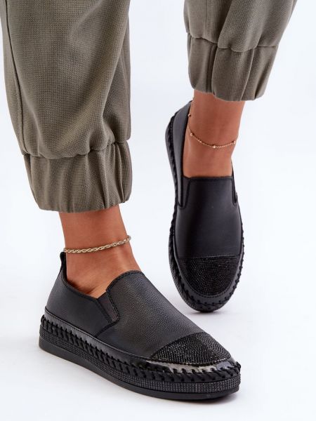 Usnjene nizki čevlji s platformo Kesi črna