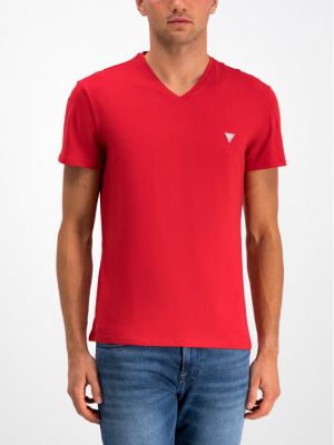 Slim fit priliehavé tričko Guess červená
