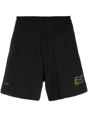 Pantaloni scurți cu imagine Ea7 Emporio Armani negru