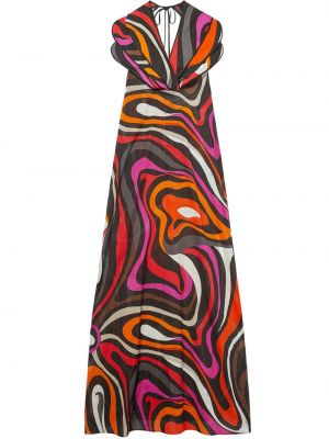 Памучна коктейлна рокля с принт с абстрактен десен Pucci