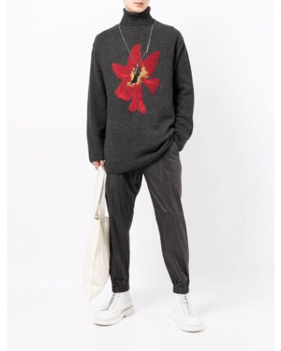 Jersey de flores de punto de tela jersey Yohji Yamamoto gris
