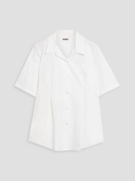 Плиссированная рубашка из хлопкового поплина Adam Lippes белый