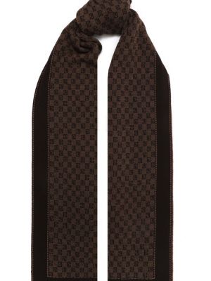 Шерстяной шарф Balmain коричневый