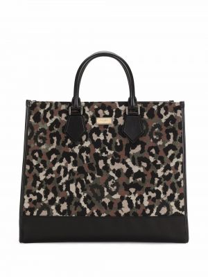 Nakupovalna torba s potiskom z leopardjim vzorcem Dolce & Gabbana črna