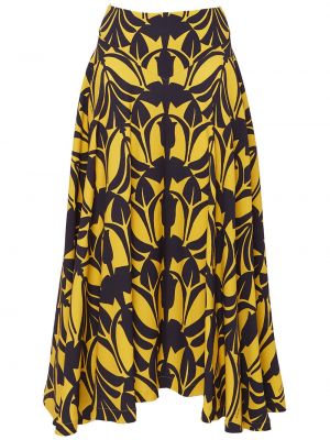 Satenska suknja s printom La Doublej žuta
