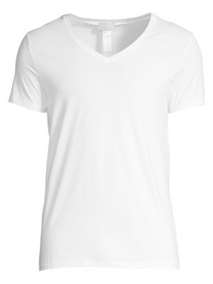 Хлопковая футболка с v-образным вырезом с коротким рукавом Hanro белая