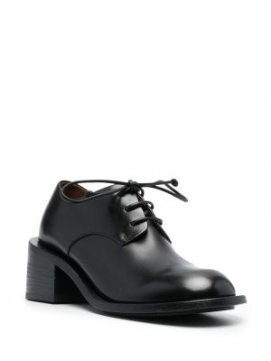 Nėriniuotos oksfordo batai su raišteliais ant kulniuko Marsell juoda