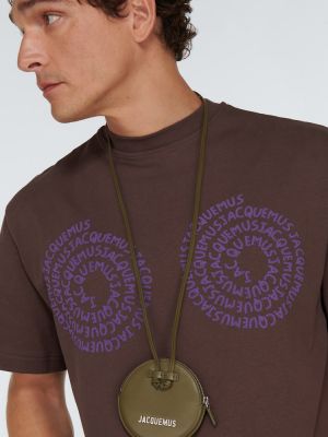 T-shirt di cotone con stampa Jacquemus marrone