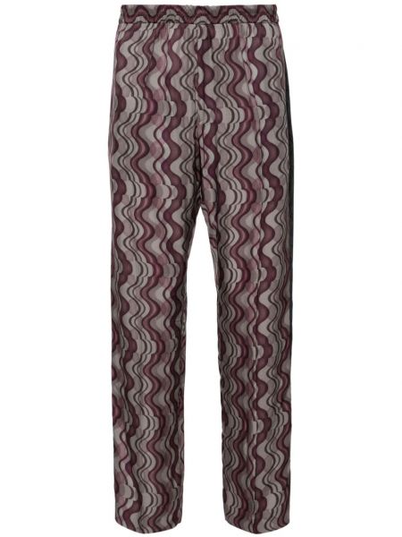 Rovné kalhoty s potiskem Dries Van Noten fialové