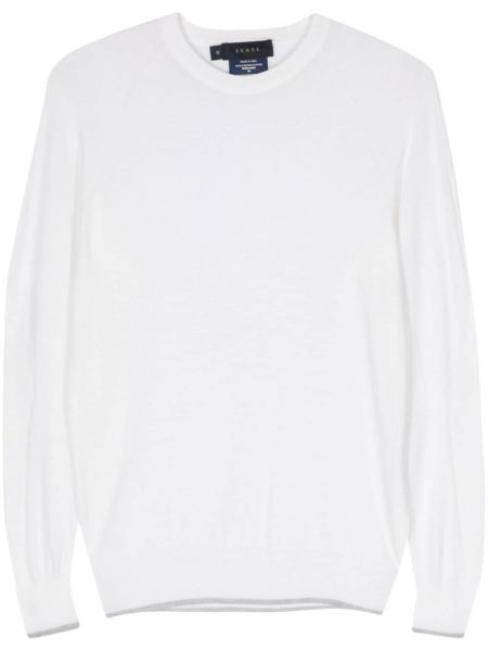 Вълнен дълъг пуловер на райета Sease бяло