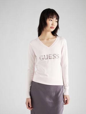 Átlátszó pulóver Guess rózsaszín