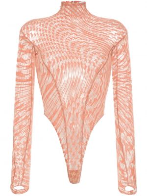 Κορμάκι με σχέδιο από διχτυωτό με μοτίβο αστέρια Mugler ροζ