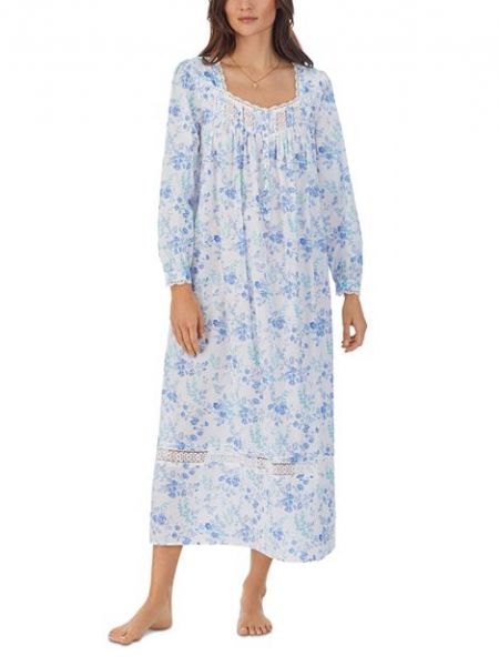 Хлопковая ночная рубашка в цветочек с принтом Eileen West синяя