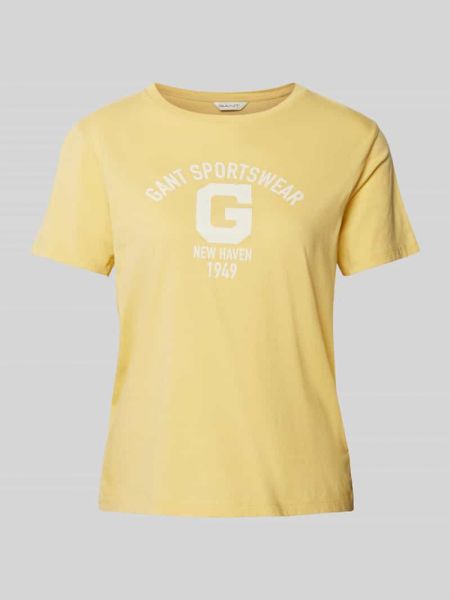 Koszulka z nadrukiem Gant żółta
