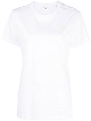 Bavlněné tričko s výšivkou Isabel Marant Etoile bílé