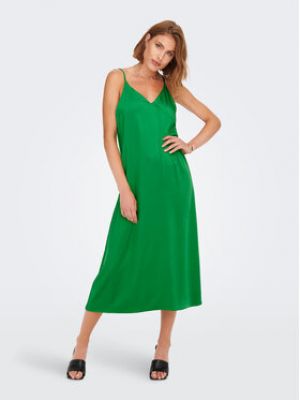 Saténové priliehavé šaty Only zelená