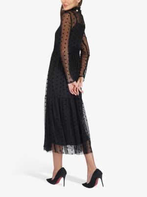 Кружевной платье миди с бисером с сеткой Lace And Beads черный