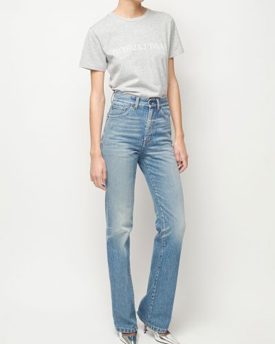Camiseta de algodón con estampado Saint Laurent gris
