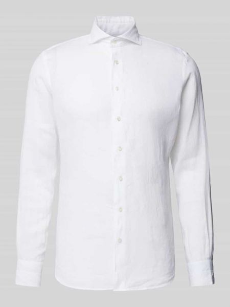 Lniana koszula slim fit Profuomo biała