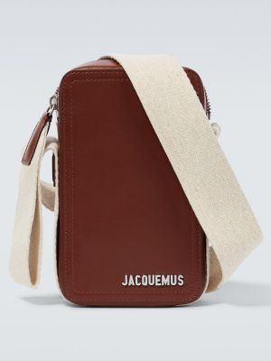 Δερμάτινη υφασμάτινη τσάντα Jacquemus καφέ