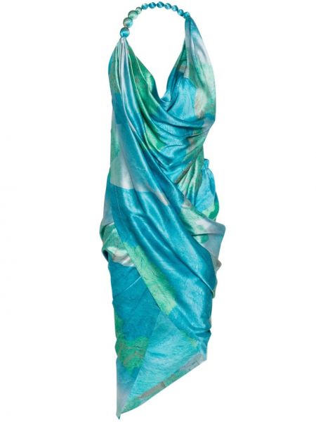 Μεταξωτή μίντι φόρεμα Cult Gaia μπλε