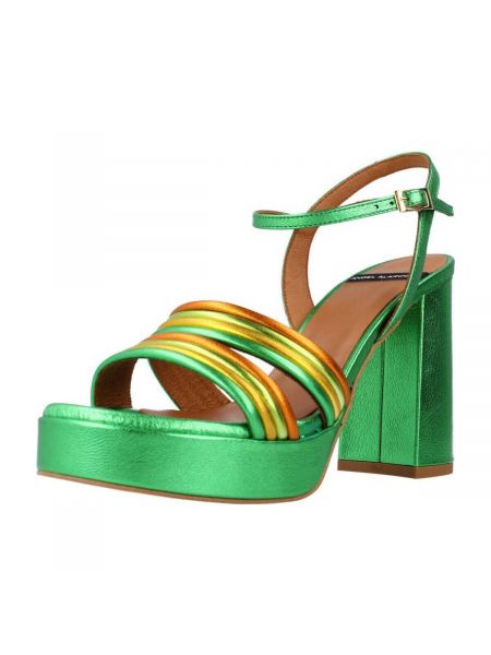 Sandały z bursztynem Angel Alarcon zielone