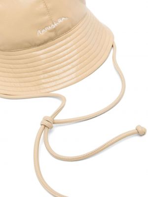 Leder mütze mit stickerei Nanushka beige