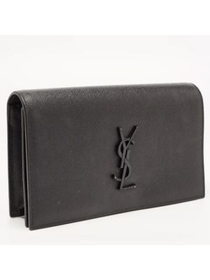 Bolso clutch de cuero Yves Saint Laurent Vintage negro