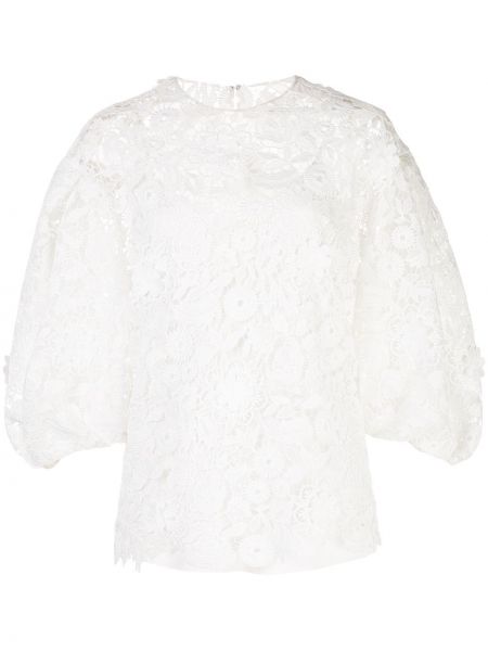 Blusa de flores de encaje Carolina Herrera blanco