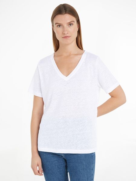 Camisa de lino Calvin Klein blanco