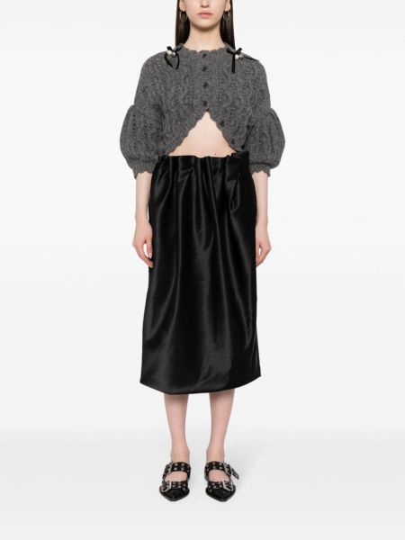 Satynowa spódnica midi plisowana Simone Rocha czarna