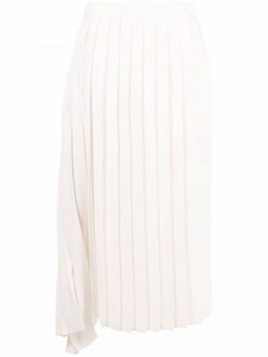 Plisovaná asymetrická midi sukňa Mm6 Maison Margiela biela