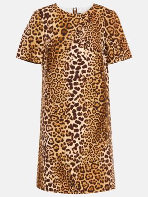 Памучна рокля с принт с леопардов принт Carolina Herrera