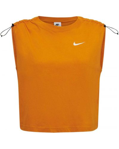 Памучен топ Nike оранжево