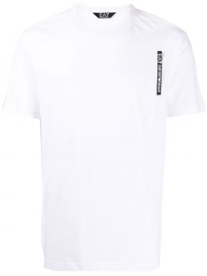 T-shirt i bomull med mönster Ea7 Emporio Armani vit